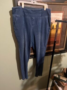 Women with Control Straight Leg Jeans - Dark Blue XL Petite